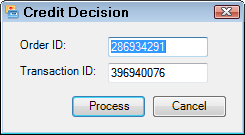 The Credit Decision window 